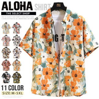 アロハシャツ メンズ シャツ 半袖 レディース 花柄 総柄シャツ ゆったり カジュアルシャツ 涼しい ボタニカル オーバーサイズ 冷感 リゾート ハワイアン きれいめ 夏服 夏物 トップス 夏