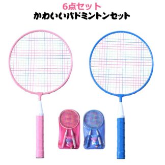 6点セット 子供用バドミントンラケット 小型軽量 持ち運び簡単 使いやすい 子供 バドミントントレーニングラケット 小型 ミニ バドミントンラケット 子供用バドミントンセット