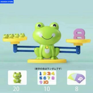 カエル天秤 バランスゲーム 知育玩具 計算カード付き シーソーおもちゃ 数字基礎学習 算数 足し算 モンテッソーリ教育 幼児 1年 引き算
