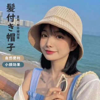 夏用 ウィッグ 帽子 レディース 夏 髪付き帽子 物語 旅行 小顔効果 紫外線対策 自然 日焼け防止 帽子付きウィッグ カール かつら お出かけ 日除け帽子 お散歩 簡単 便 ウェーブ