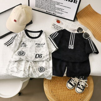 キッズ セットアップ 男の子 半袖 上下セット 夏服 子供服 スポーツ風 ラインデザイン 韓国風 ショートパンツ 2点セット カジュアル ジュニア ベビー おしゃれ 80 100 110 120