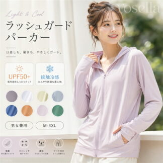 ラッシュガード レディース ママ パーカー UPF50 夏用 冷感 涼しい 接触冷感 UV 長袖 メンズ 体型カバー 大きいサイズ 指穴 手袋 トップス 定番 着る日焼け止め 夏服 汗冷え 涼 夏物