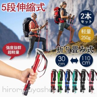 トレッキング ポール 2 本 セット 登山 ストック ステッキ 超軽量 アルミ製 高強度 折り畳み 収納 付き アウトドア ハイキング ケース