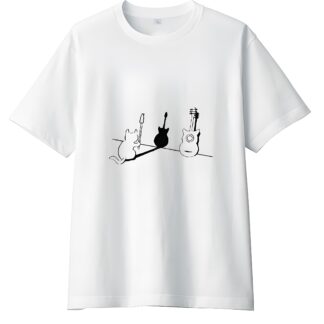 Tシャツ 半袖 メンズ レディース 綿 ロンt おもしろ tシャツ かわいい 半袖Tシャツ 猫グッズ 猫好き ねこ 猫 ペアルック 猫ギター パロディ ふざけtシャツ ギャグtシャツ ネタ