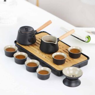 携帯茶器セット 茶盤 中国茶 6人用 アウトドア耐熱 10点セット ポット カップ 旅行用 携帯式 茶道 ティーセット オフィス キャンプ 携帯式茶器セット 収納バッグ付き 日本茶 お出かけ