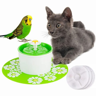 インコ水浴び フラワーファウンテン 猫 みずのみ 自動 給水器 猫の給水機 インコ バードバス インコ用給水 鳥みず浴び容器 水量見え 健康 BPAフリー 食事マット付き 1.6L大容