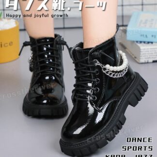 ヒップホップ ダンスシューズ キッズ 女の子 厚底ブーツ 編み上げ ジッパー付き ショートブーツ レディース ジュニア キッズダンス靴 黒 ブラック ローヒール 痛くない 発表会用 K-POP 軽量