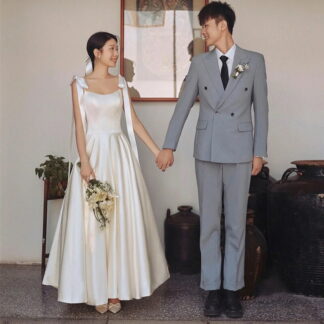 ウェディングドレス 低身長 ロングドレス 結婚式 Aラインドレス 花嫁 前撮り 二次会 イブニングドレス ストラップネック ブライダル ワンピース 海外挙式 ドレス 披露宴 演奏会 お呼ばれ