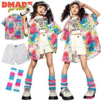 キッズ ダンス衣装 セットアップ 女の子 ピンク シャツ ヒップホップ 単品 レッグウォーマー ショーツ 応援団 hiphop ジャズ ダンスウェア 派手 かっこい 韓国