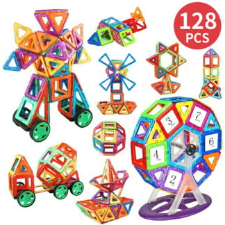 マグネットブロック 128PCS マグフォーマー マグブロック磁石 ブロック おもちゃ DIY 知育玩具 創造力 マグネットおもちゃ 贈り物 ギフト ブロックおもちゃ 収納ケース付き 子供 3