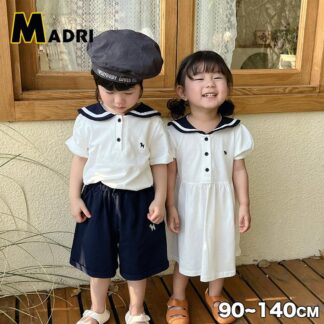 キッズ ベビー服 セットアップ 夏服 Tシャツ 制服風 子供服 上下セット 男の子 ワンピース 女の子 セーラー襟 兄妹 ジュニア シャツ ショートパンツ おしゃれ 可愛い 半袖