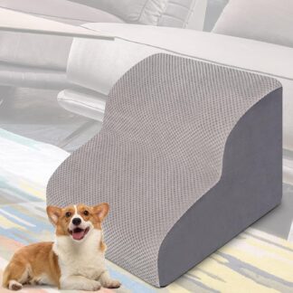 犬ステップ ドッグステップ ペット用階段 2段 スロープ 滑り止め 耐荷重30KG 洗濯便利 老犬介護 ケガ防止 グレー 小型犬
