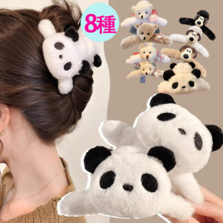 パンダ ヘアクリップ くま バンスクリップ 兎 ヘアアクセサリー ハート 犬 ファー もこもこ モコモコ ボア 可愛い バレッタ 秋冬 レディース 動物 子供 クロス 大きめ 髪飾り 髪留