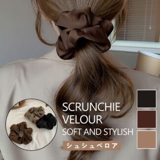 シュシュ ベロア 黒 サテン かわいい ヘアアクセ 大きめ 小さめ サイズ 大人 子供 リボン 無地 ヘアアクセサリー ベルベット ヘアゴム 跡がつかない ブラウン シャンパン おしゃれ 春