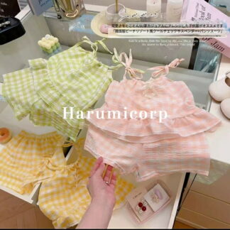 ベビー服 女の子 上下セット キッズ 子供服 チェック柄 キャミソール ショートパンツ 新生児 おしゃれ 可愛い セットアップ 韓国こども服 春 夏 赤ちゃん 誕生日 プレゼント 入園 保