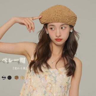 帽子 レディース 夏 ベレー帽 メッシュ 春夏 ハット メッシュ編み ざっくり 涼しい 調節ヒモ 夏用 サマーベレー帽 麦わら風 夏帽子 ボーダー柄 無地 かわいい 黒 カーキ ベージュ 可