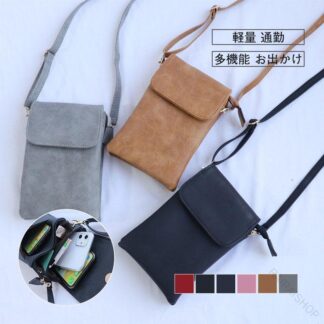 スマホポーチ ショルダーバッグ 革 本革調 レディース用スマホショルダーポーチ ポシェット 小物入れ付き ミニショルダーバッグ おしゃれで軽量な携帯ケース 斜めがけバッグ