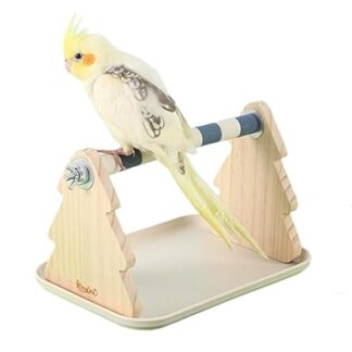 インコ 止まり木 放鳥スタンド 実木製 爪とぎ とまり木 鳥用デスクスタペット ペットグッズ その他 取り外しトレイ付き