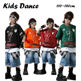 キッズ ダンス衣装 子供ダンス 上下 セットアップ デニム 男の子 ヒップホップ tシャツ ハーフパンツ 韓国 HIPHOP K-POP ストリート ダンス ダンスウェア ジャズ