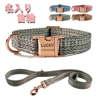 猫 犬 首輪 名入れ ふわふわ リードセット XS～L サイズ名前入り ネーム入り 迷子札 名札 電話番号入り ワンタッチ バックル 痛くない 首に優しい おしゃれ やわらかい ふかふか かわいい