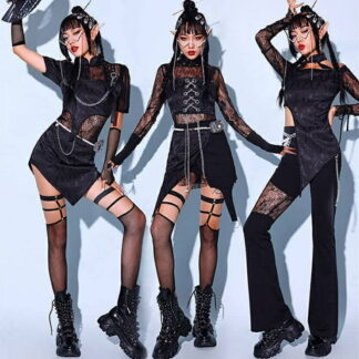 韓国 ダンス衣装 大人 セットアップ ヒップホップ レディース 黒 セクシー ダンス 衣装 上下セット ジャズダンス衣装 DS演出服 k-pop アイドル衣装 おしゃれ JAZZ チ 派手