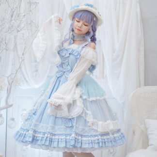 ロリータ服 仙女 シフォン ブラウス ロリータ ワンピース スカラップ 茶会 姉妹ペアルックドレス お友達お揃い衣装 コスプレ衣装 コスチューム ダンス衣装 イベント 学園祭 Lolita 萌え