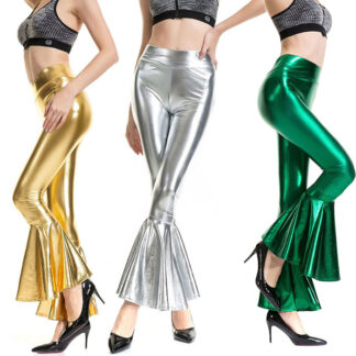 ステージ衣装 フレアパンツ レディース ダンス衣装 DS ジャズダンス ヒップホップ 舞台衣装 エナメル メタリック 全5色 ラッパズボン パーティー 発表会 コスプレ 仮装 余興 目立つ
