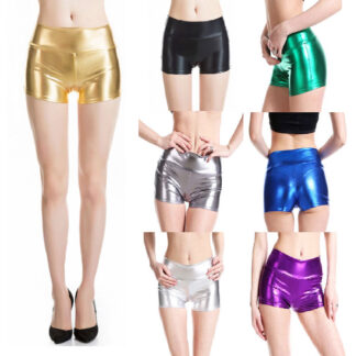 舞台衣装 ダンス パンツ きらきら ショート丈 タイトミニ ミニパンツ ハイウエスト メタリック ピカピカ ヒップホップ ダンスウェア 全10色 メタル コンサート ライブ衣装 レディース アイドル