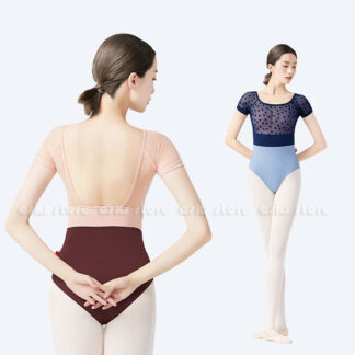 バレエレオタード レディース レオタード ダンス用品 バレリーナ 半袖 バレエ レッスン着 シースル 花柄 透け感 古典ダンス衣装 ダンスウェア 練習着 ダンス衣装 体操服 大 バレエ用品