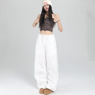 レディース ダンスパンツ ジャズ ヒップホップ ストレートパンツ ゆったり ぶかぶか ワイドパンツ ダンス パンツ 動きやすい 演出服 練習着 個性 ホワイトパンツ 白パンツ レッスンウェア