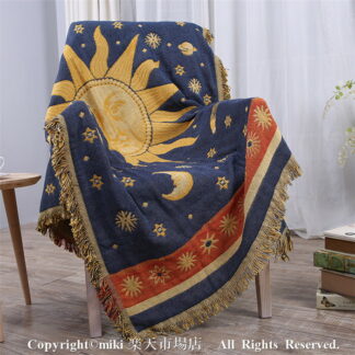 太陽神 毛布 ニット ブランケット 掛け毛布 大判 かわいい ひざ掛け プレゼント 通年使用 北欧風 ソファカバー おしゃれ 長方形 コットン ベッド ソファー マルチ テーブル クロス フリ