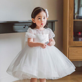 子供ドレス キッズドレス 女の子半袖 結婚式 誕生日パーティー ワンピース 子ども ドレス 子供服 パーティドレス 子供 フォーマルドレス ホワイト 80 90 110 120 130 100