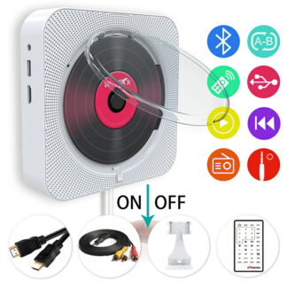 CD プレーヤー 壁掛け DVDプレーヤー コンパクト リモコン付き ポータブル HDMI 1080p 出力テレビ プレイヤー Bluetooth 置き掛け兼用 防塵カバー 日本語説明書 壁掛