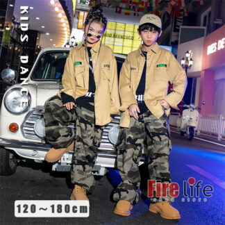 キッズダンス 衣装 迷彩柄 長袖シャツ 迷彩パンツ 単品ORセットアップ ヒップホップ 女の子 男の子 派手 ダンスウェア 演出服 ジャズ