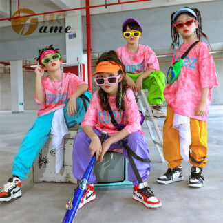 タイダイ ピンク キッズ ダンス hiphop Tシャツ パープル イエロー グリーン ブルー ズボン ダンス衣装 女の子 男の子 ストリート系 原宿系 派手 ガールズ 日常着 ジュニア カ