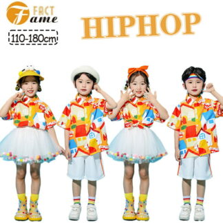 子供服 キッズ ダンス衣装 セットアップ ジャズ 半袖 シャツ 短パン スカート マルチカラー k-pop 女の子 男の子 ヒップホップ 幼稚園 保育園 応援団 団体服 原宿系 可愛い 演出
