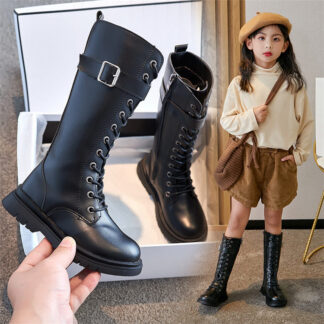 キッズ ブーツ ニーハイブーツ 黒 美脚 秋冬 ダンスシューズ ロングブーツ ハイカット レザーブーツ キッズシューズ 女の子 子供靴 韓国 おしゃれ 歩きやすい 演出 入学式 卒業式 七五三