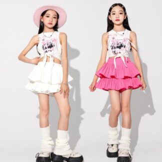 女の子 ダンス衣装 プリーツ キュロット へそ出しベスト ジャズ ヒップホップ チアダンス 演出服 jazz hiphop ステージ衣装 かっこいい 体育祭 団服 フレア 舞台演出服