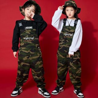 サロペットパンツ キッズダンス衣装 カモフラージュ 袴パンツ ユニセックス 子供服 迷彩柄 オーバーオール ジャズダンス ヒップホップ 女の子 ダンス衣裳 hiphop jazz 男の子