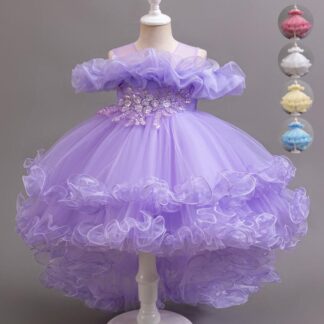 女の子 チュールワンピース ボリューム マーメイド プリンセスワンピース パーティードレス スパンコール付き 子供ダンス衣装 ピアノ 発表会 入学式 演出服 結婚式 花童 ドレス 七五三