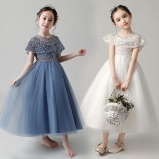 子供ドレス 女の子ロングワンピース 発表会 結婚式 チュールフォーマルドレス 結婚式ワンピース パーティードレス キッズ ピアノ発表会 音楽会 演奏会90 110 120cm 130c 100