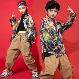 キッズダンス衣装 へそ出し 花柄 シャツ 男の子 女の子 子供服 ヒップホップ ダンス 衣装 キッズ ゆるシャツ 韓国 子供 服 ファッション キッズダンス おしゃれ 120 130 1 110