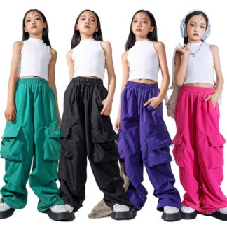 カラフル色 カーゴパンツ 派手 ワイドパンツ キッズダンス衣装 セットアップ ロングパンツ 女の子 へそを出す 長ズボン 子供 ジュニア ダンス衣装 子供服 ストリート ジャズ パンツ ヒップホップ
