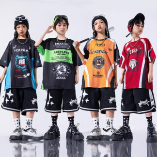 4色 半袖Tシャツ 短パン キッズ ダンス衣装 ヒップホップ セットアップ 上下セット おしゃれ 男の子 女の子 かっこいい ゆったり オーバーサイズ トップス 韓国 jazz k-po