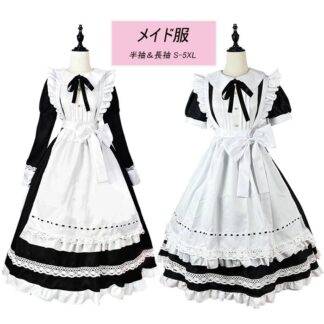 メイド服 ロング コスプレ衣装 半袖 長袖 可愛いメイド メイド衣装 仮装 衣装 コスチューム 可愛い 男ウケ 大きいサイズ レディース 大人 ハロウィンコスプレ 制服 喫茶店 変装 コスプレ
