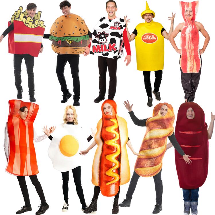 ハロウィーン衣装 Halloween変装 コスチューム 変装 食べ物 ハロウイン 仮装 ファストフード おもしろい カップル 大人用 フード ポテトフライ ケーキ ピザ ジャムトースト 人参 バ