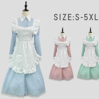 メイド服 ロング丈 長袖 メイドワンピース マキシメイドコスチューム コスプレ ロリータ ワンピース メイド喫茶 cosplay ロング エプロン ワンピ イベント 仮装 大きい ハロウィン