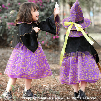 ハロウィン コスプレ 女の子 衣装 魔女 子供 仮装 キッズ スカート コスチューム 洋服 ワンピース Halloween 姫系 変装 魔法使い 子どもドレス カラフルドレス
