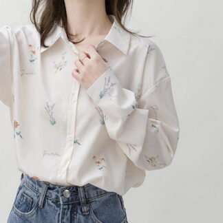 ブラウス レディース きれいめ 40代 春夏秋新作 オシャレブラウス シフォンシャツ 長袖トップス 花柄ブラウス 大人 通勤 シャツ 韓国風 UVカット ゆったり