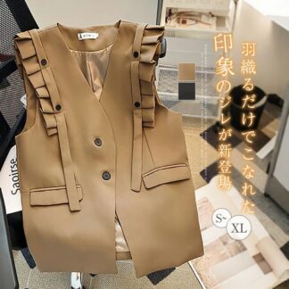 ジレ ベスト レディース フレア袖 フォーマル 春 夏 秋 きれいめ トレンチ スーツ アウター トップス ジレベスト 大きいサイズ カジュアル シンプル OL オフイス 上品 通勤